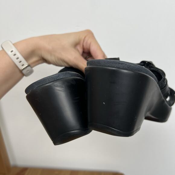 Dansko Jessie EU 40 US 9‎ Black Leather Strap Slip On Wedge Platform Sandal - Picture 5 of 6